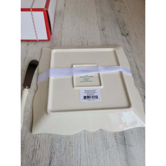 Lenox hosting holidays carved Square tray knife napkins set Xmas decor - Picture 7 of 8